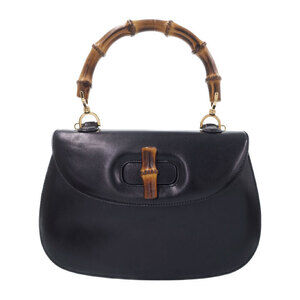 Gucci Bamboo Top Handle Leather Shoulder Bag Handbag